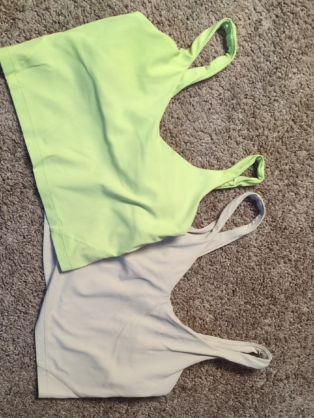 lululemon athletica Neon Green and Light Beige Crop Tops